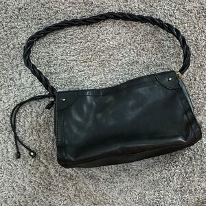 Relic Black Braided Strap Faux Leather Shoulder Bag‎ Purse Small Elegant
